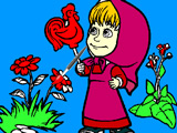 Masha con Сaramelos: Dibujo para Сolorear